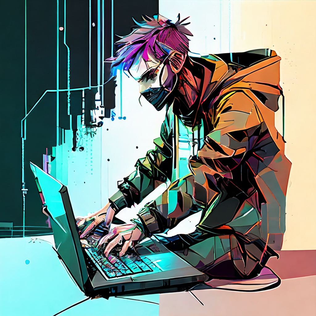 Hacker at his computer